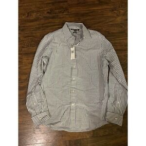 MICHAEL KORS CLASS FIT L/S BUTTON DOWN SHIRT STRIPED MIDNIGHT MENS MED